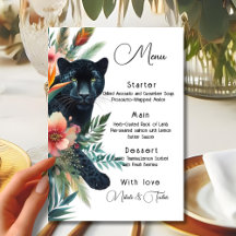 Watercolor Tropical Flowers And Jaguar