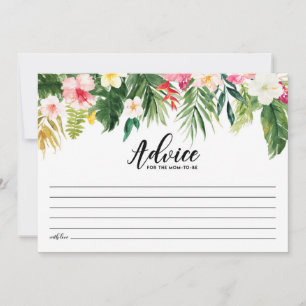 Watercolor Tropical Flowers Baby Shower Mum-to-be Advice Card