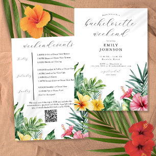 Watercolor Tropical Flowers Bachelorette Weekend Invitation