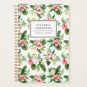 Watercolor Tropical Flowers Bouquet Pattern Planner