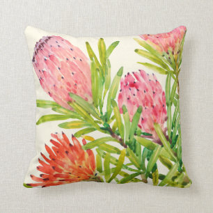 Watercolor Tropical Flowers Cushion