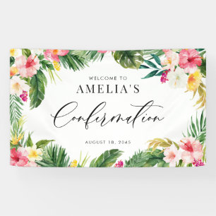 Watercolor Tropical Flowers Frame Confirmation Banner