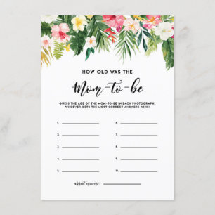 Watercolor Tropical Flowers How Old Was Mum Card