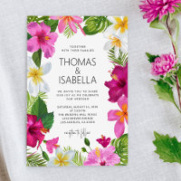 Watercolor Tropical Flowers | Palm Leaves Wedding