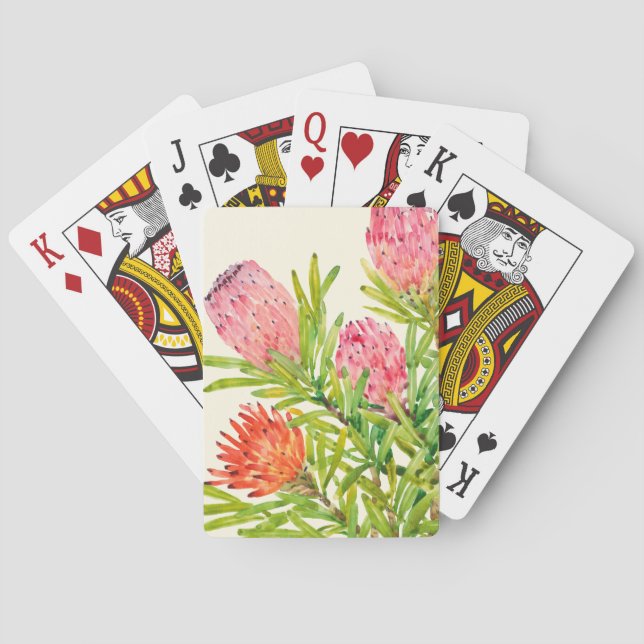 Watercolor Tropical Flowers Playing Cards (Back)