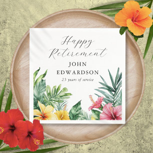 Watercolor Tropical Flowers Retirement Party Napkin