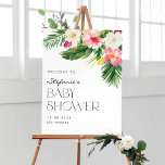 Watercolor Tropical Flowers Summer Baby Shower Poster<br><div class="desc">Welcome guests to your event with this customisable baby shower welcome sign. It features watercolour illustrations of palm leaves, banana leaves, hibiscus, plumeria and other tropical plants. Personalise this tropical baby shower welcome sign by adding your event details. This summer baby shower invitation is perfect for baby showers and baby...</div>