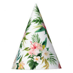 Watercolor Tropical Flowers Summer Party Hats