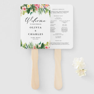 Watercolor Tropical Flowers Summer Wedding Hand Fan
