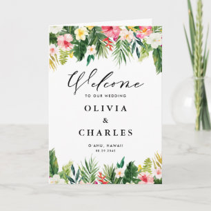 Watercolor Tropical Flowers Summer Wedding Programme