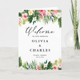 Watercolor Tropical Flowers Summer Wedding Programme
