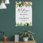 Watercolor Tropical Flowers Wedding Welcome Sign
