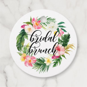 Watercolor Tropical Flowers Wreath Bridal Brunch Favour Tags