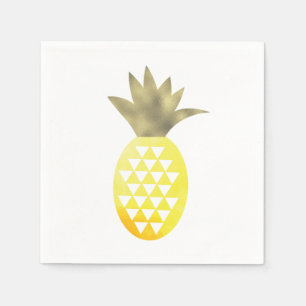 Watercolor Tropical Foil Gold Pineapple Napkin