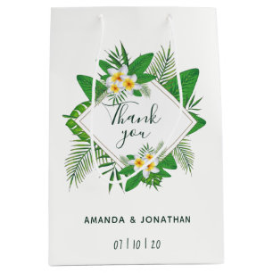 Watercolor tropical foliage Wedding Guest Favour Medium Gift Bag