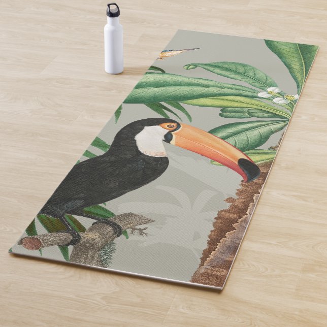 Watercolor Tropical Forest & Colourful Birds Yoga Mat (In Situ)
