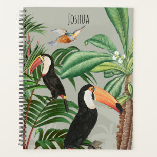 Watercolor Tropical Forest & Toucan Birds Planner
