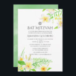 Watercolor Tropical Frangipani Bat Mitzvah Invitation<br><div class="desc">Sage green,  yellow and white botanical tropical frangipanis bat mitzvah invitation cards designed to be quickly and easily customised to your event specifics.</div>