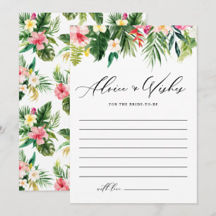 Watercolor Tropical Garland Bridal Shower Advice Card