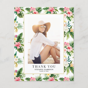 Watercolor Tropical Graduation Thank You Card
