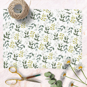 Watercolor Tropical Green Leaves Nature Pattern Tissue Paper