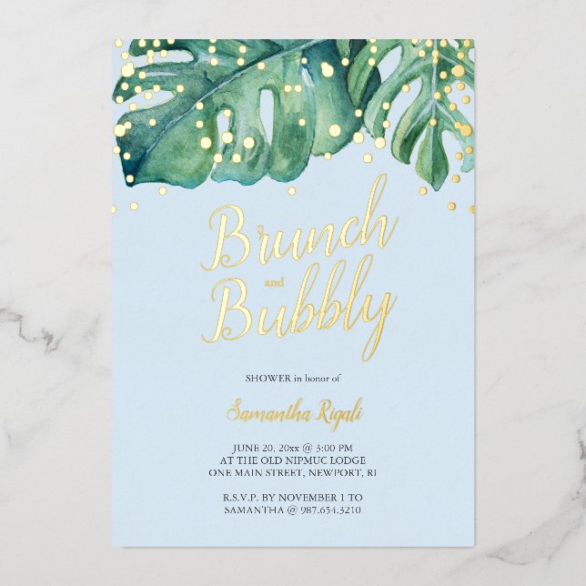 Watercolor Tropical Greenery Shower (Front)