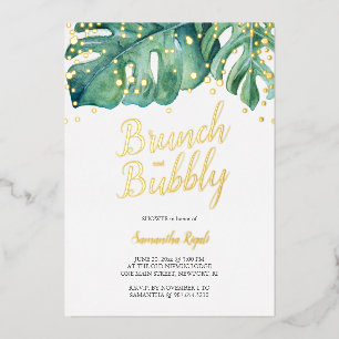 Watercolor Tropical Greenery Shower Foil Invitatio