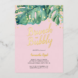 Watercolor Tropical Greenery Shower Foil Invitatio