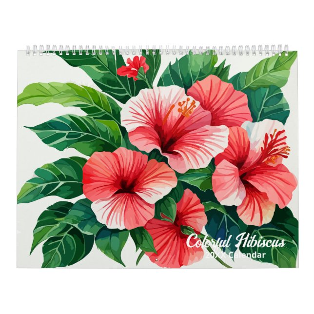 Watercolor Tropical Hibiscus Colourful Calendar (Cover)