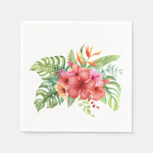Watercolor Tropical Hibiscus Flowers  Napkin