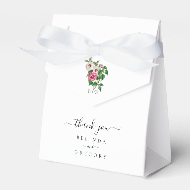 Watercolor Tropical Hibiscus Summer Wedding  Favour Box (Front Side)