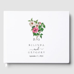 Watercolor Tropical Hibiscus Summer Wedding  Guest Book