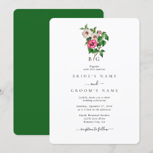 Watercolor Tropical Hibiscus Summer Wedding Invitation