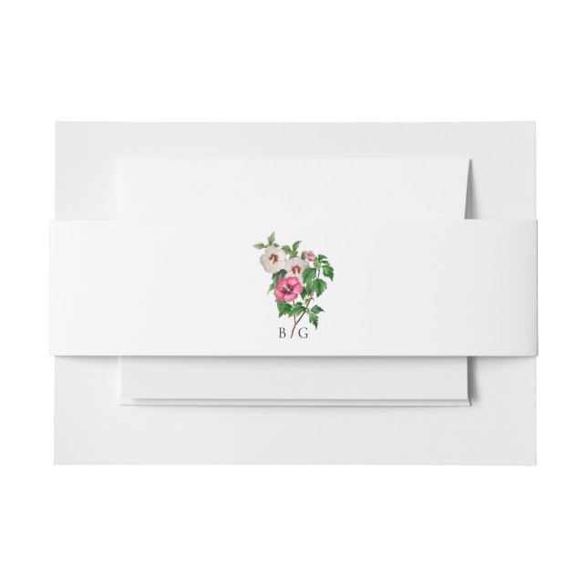 Watercolor Tropical Hibiscus Summer Wedding  Invitation Belly Band (Front Example)