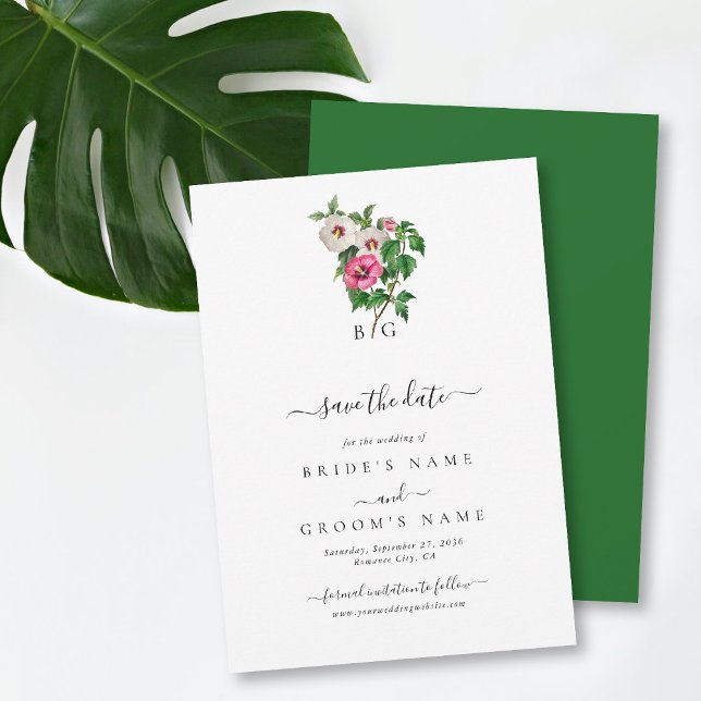 Watercolor Tropical Hibiscus Summer Wedding Save The Date (Watercolor Tropical Hibiscus Summer Wedding Save The Date)