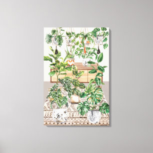 Watercolor Tropical Houseplants Canvas Print