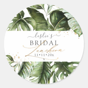 Watercolor Tropical Jungle Bridal Luncheon Classic Round Sticker