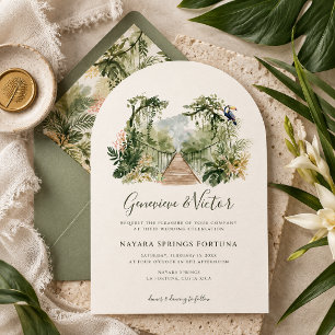 Watercolor Tropical Jungle Destination Wedding Invitation