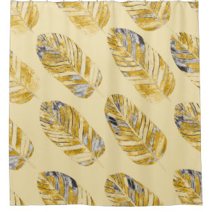 Watercolor Tropical Leaves Modern Pattern Shower Curtain
