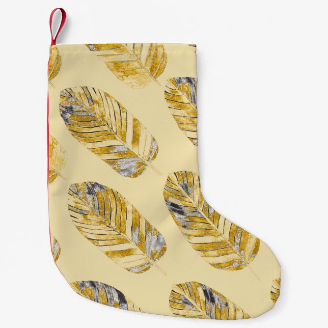 Watercolor Tropical Leaves Modern Pattern Small Christmas Stocking (Front)