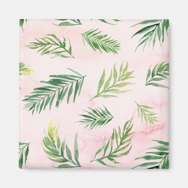 Watercolor Tropical Leaves Pastel Magnet (Front)
