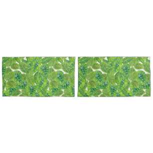 Watercolor tropical leaves pattern design pillowcase