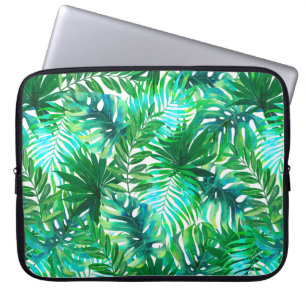 Watercolor tropical leaves pattern laptop sleeve