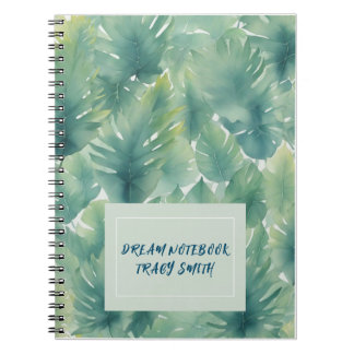 Watercolor Tropical Leaves Pattern  Notebook