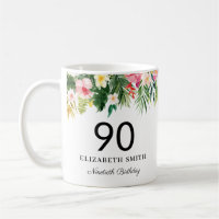 Watercolor Tropical Leaves Personalised Birthday