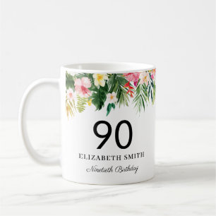 Watercolor Tropical Leaves Personalised Birthday Coffee Mug