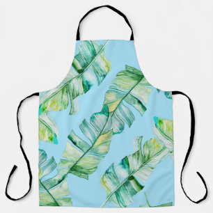 Watercolor tropical leaves, seamless illustration. apron