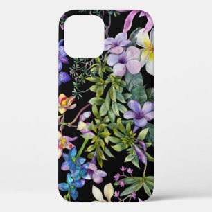 Watercolor Tropical Leaves: Seamless Pattern iPhone 12 Case