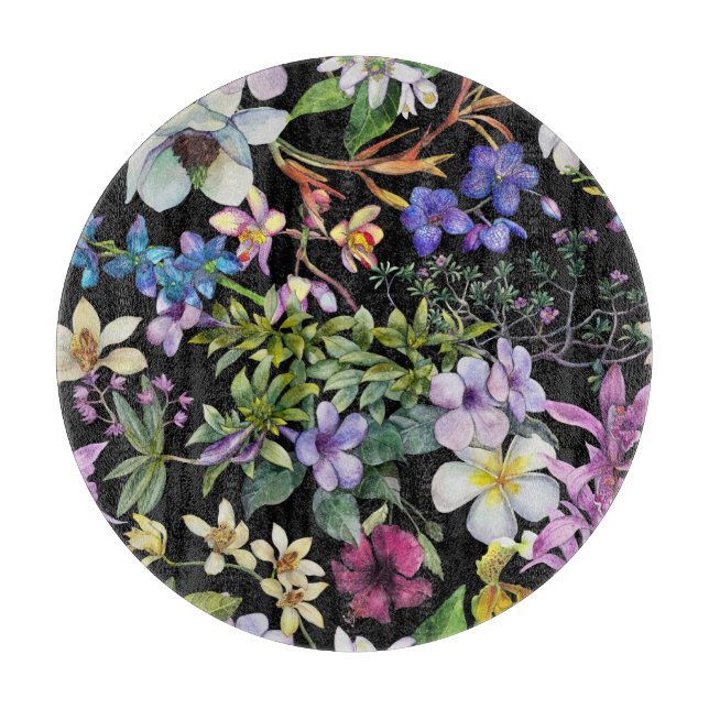 Watercolor Tropical Leaves: Seamless Pattern Cutting Board (Front)