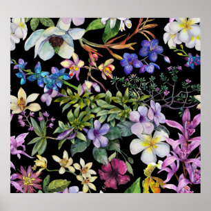 Watercolor Tropical Leaves: Seamless Pattern Poster